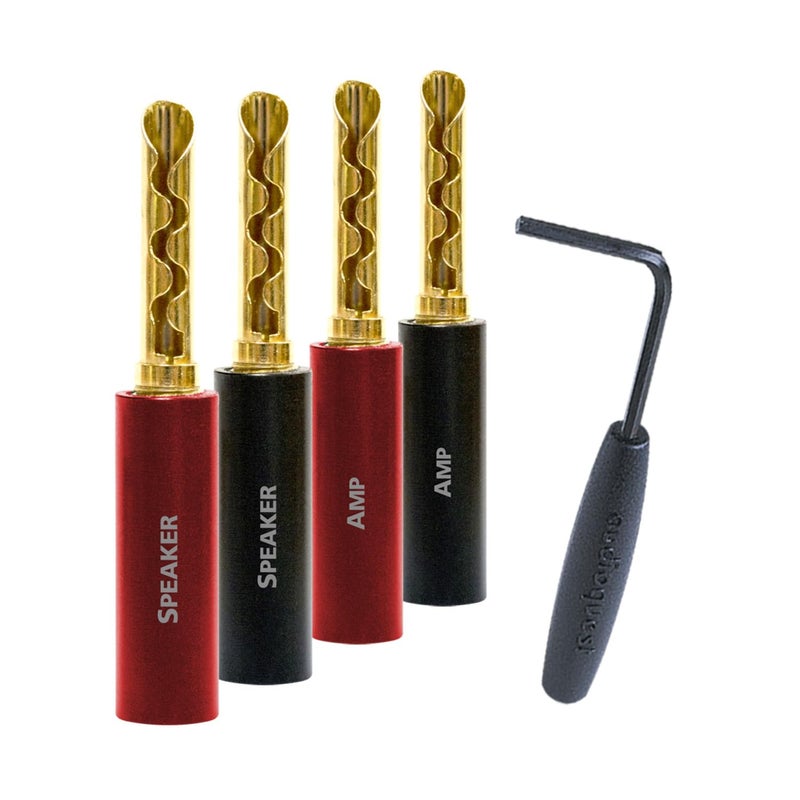 AudioQuest SureGripÂ® 100 Banana Speaker Connectors - Fits up to 9 AWG Speaker Cables - Gold - Set of 8 - Image 1